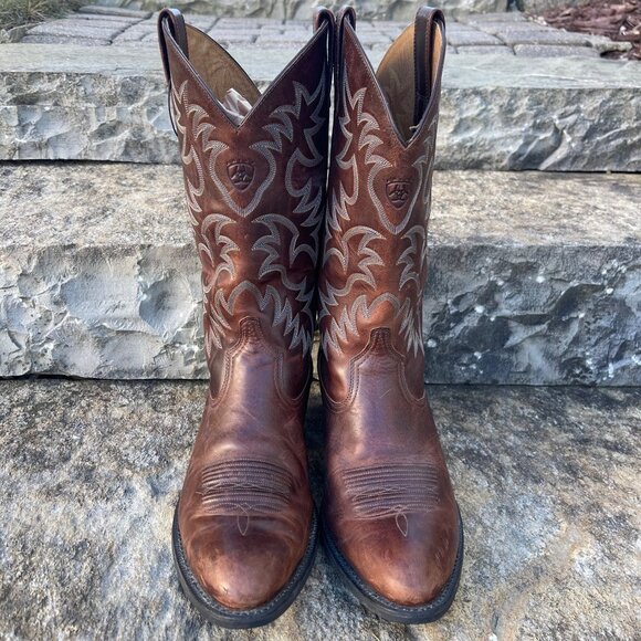 Ariat Men Western Cowboy Boots Size 12D Brown Leather Classic Ranch Rodeo Farm - Picture 1 of 16